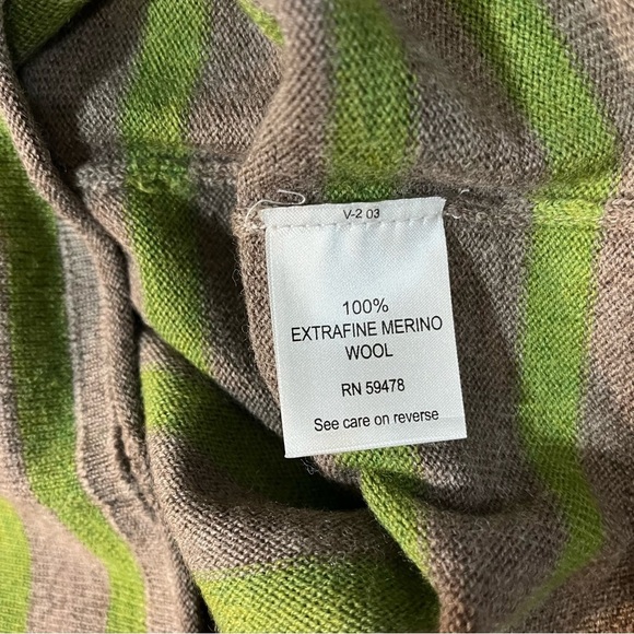 Brunella Gori Womens Morino Wool Made In Italy Sweater Green Bei Stripes M NWT - Picture 10 of 12